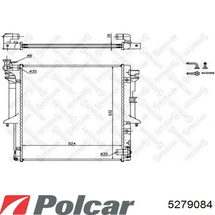 Compre 5279084 Polcar Radiador de esfriamento de motor