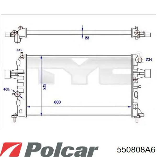 Радиатор охлаждения двигателя Polcar 550808A6 цена, от 38.99 USD