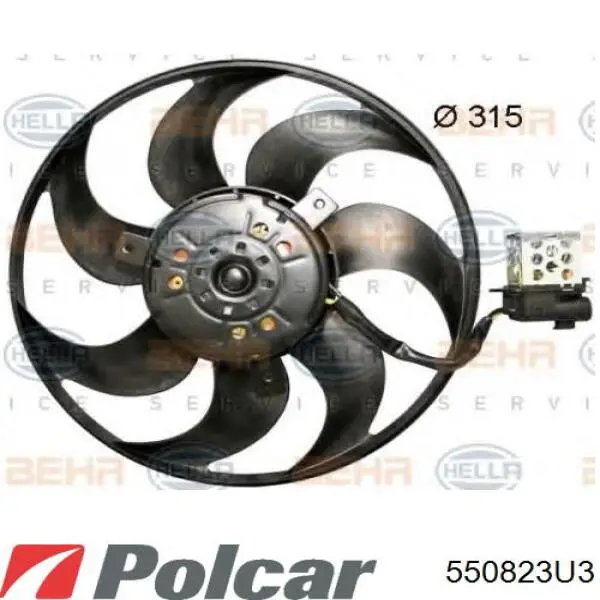 Купить 550823U3 Polcar Электровентилятор охлаждения в сборе (мотор+крыльчатка)