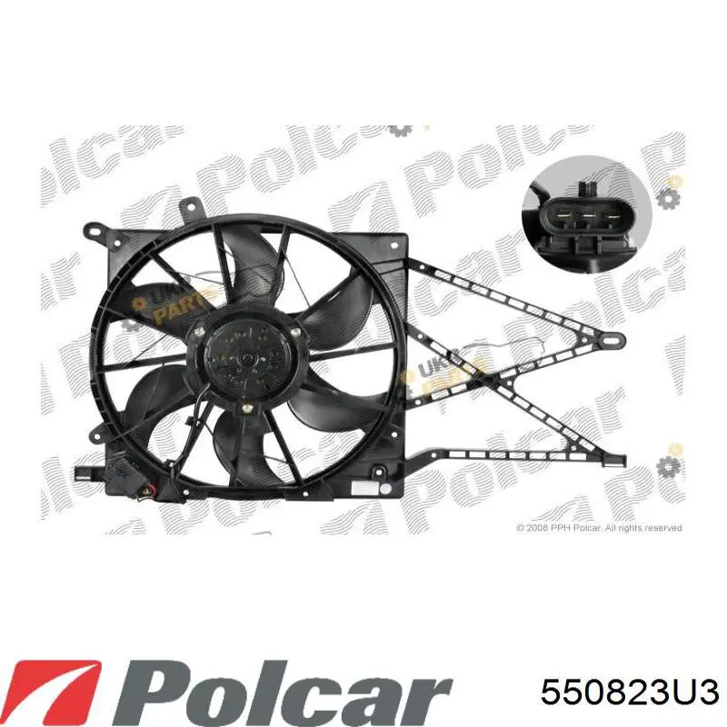 Электровентилятор охлаждения в сборе (мотор+крыльчатка) POLCAR 550823U3