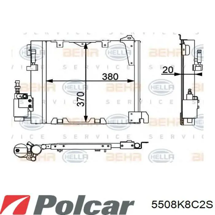 Конденсатор кондиционера Polcar 5508K8C2S цена, от 56.95 USD