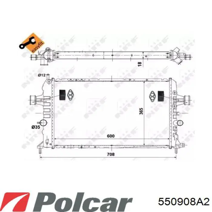 Радиатор охлаждения двигателя Polcar 550908A2 цена, от 37.32 USD
