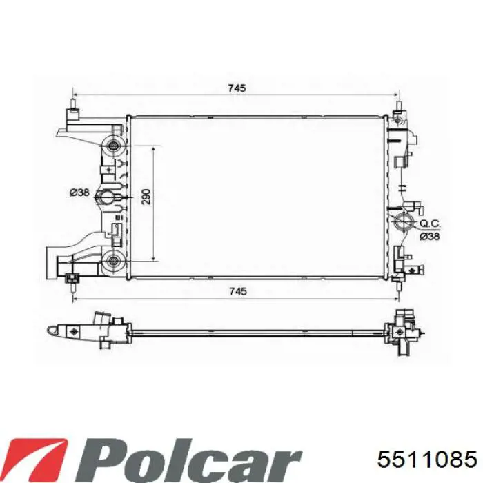 Радиатор охлаждения двигателя Polcar 5511085 цена, от 56.10 USD