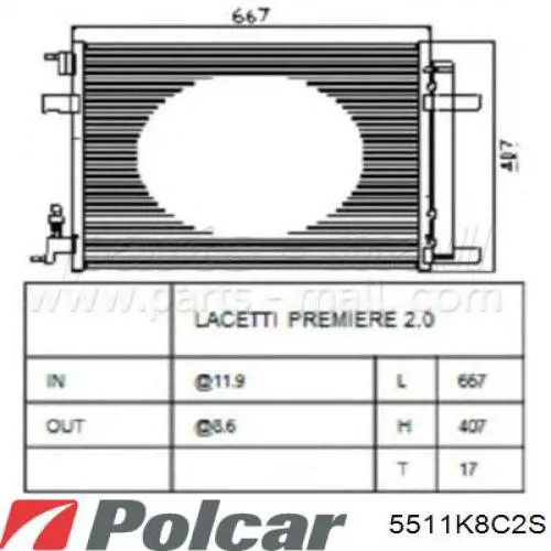 5511K8C2S Polcar радиатор кондиционера