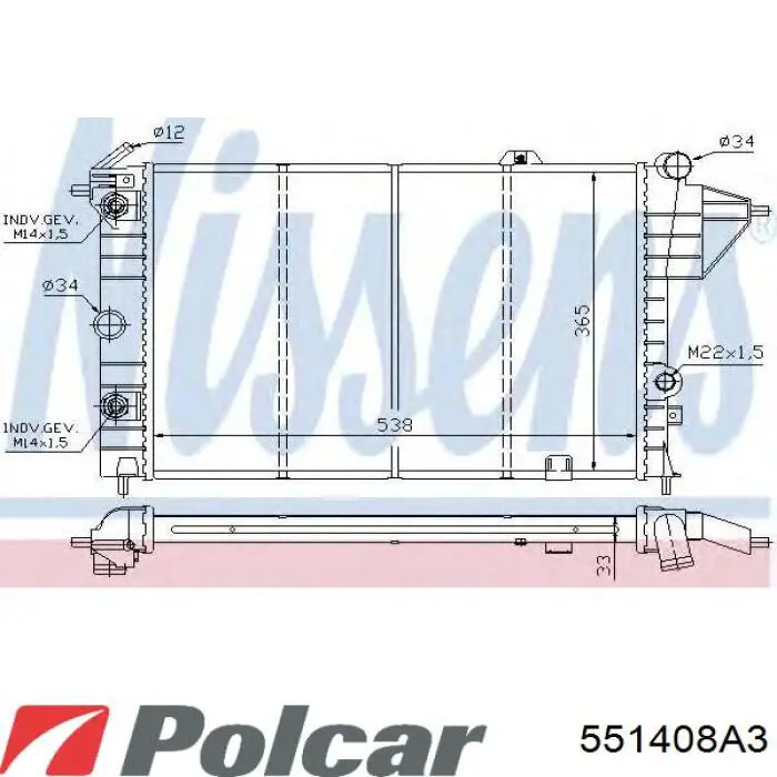 Радиатор 551408A3 Polcar