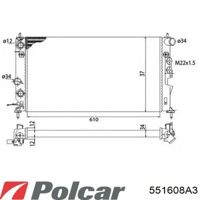 Купить 551608A3 Polcar Радиатор водяной