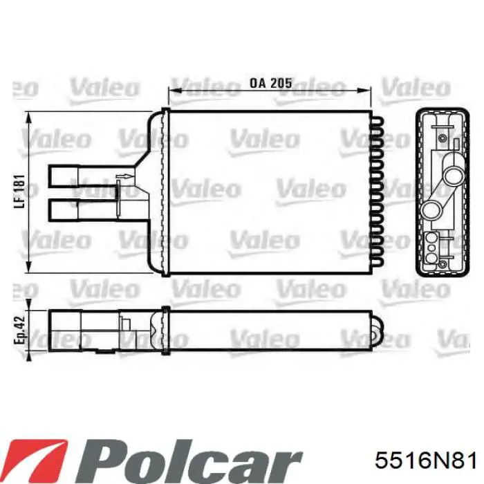 5516N81 Polcar Радиатор отопителя салона