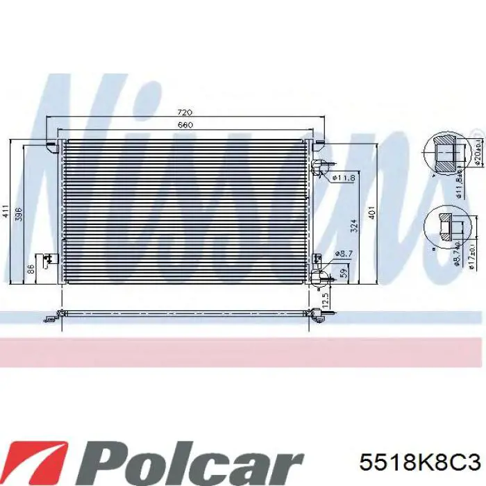 5518K8C3 Polcar радиатор кондиционера