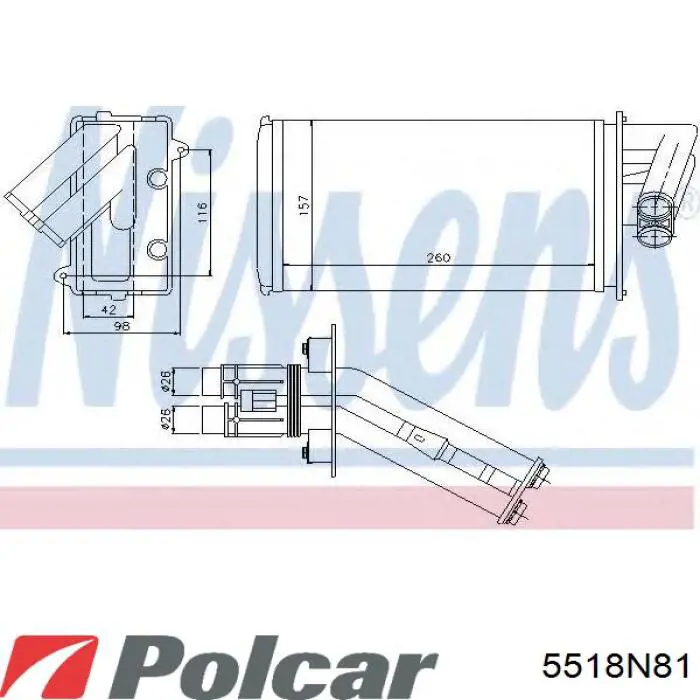 Купить 5518N81 Polcar Радиатор печки