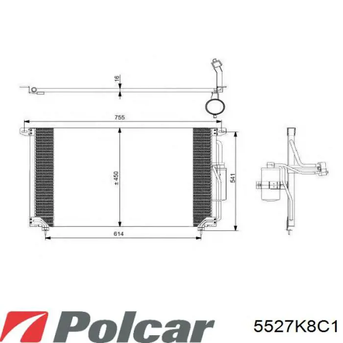 Радиатор кондиционера 5527K8C1 Polcar