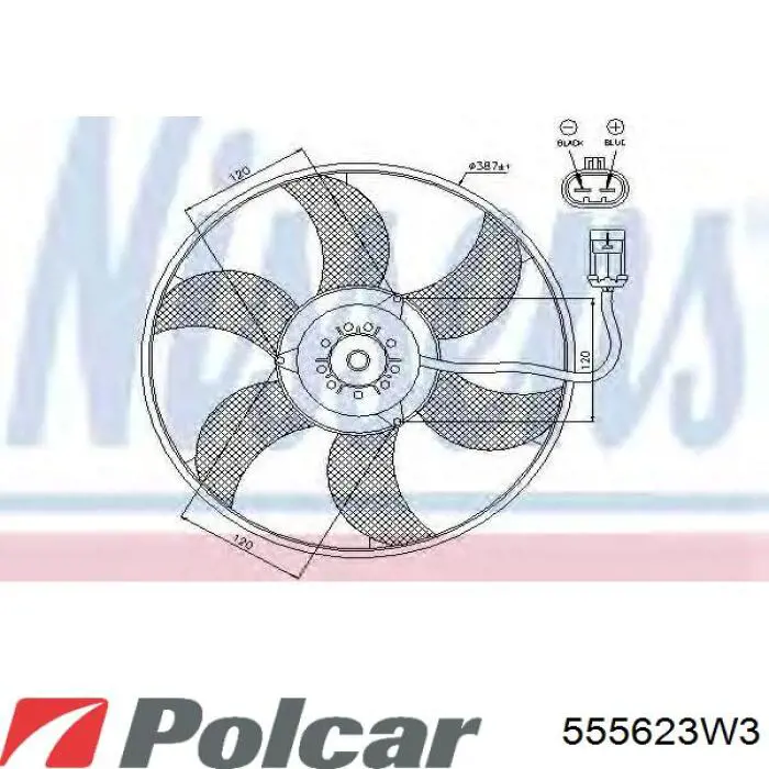 555623W3 Polcar Диффузор радиатора охлаждения в сборе с мотором