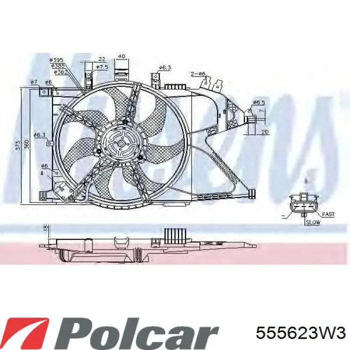 Диффузор радиатора охлаждения в сборе с мотором и крыльчаткой Polcar 555623W3 цена, от 43.54 USD
