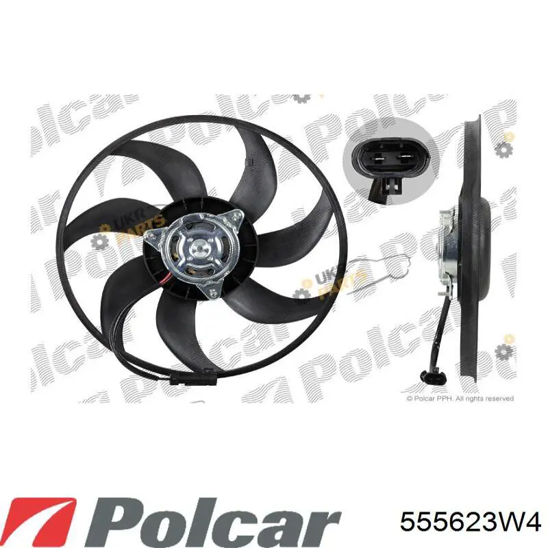 555623W4 Polcar электровентилятор охлаждения в сборе (мотор+крыльчатка правый)