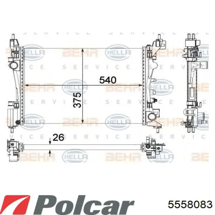 Купить 5558083 Polcar Радиатор водяной