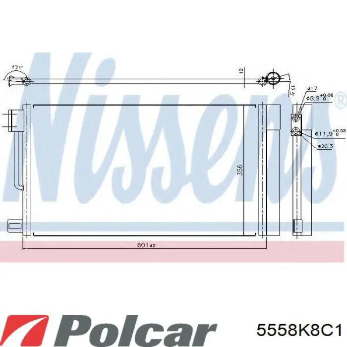 Конденсатор кондиционера Polcar 5558K8C1 цена, от 54.01 USD