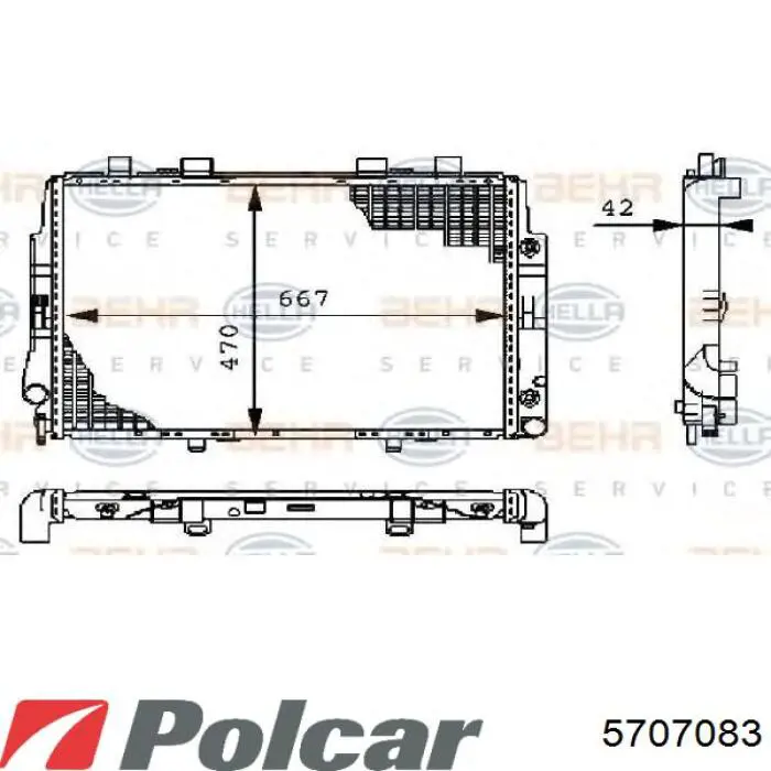 Радиатор охлаждения двигателя Polcar 5707083 цена, от 50.73 USD