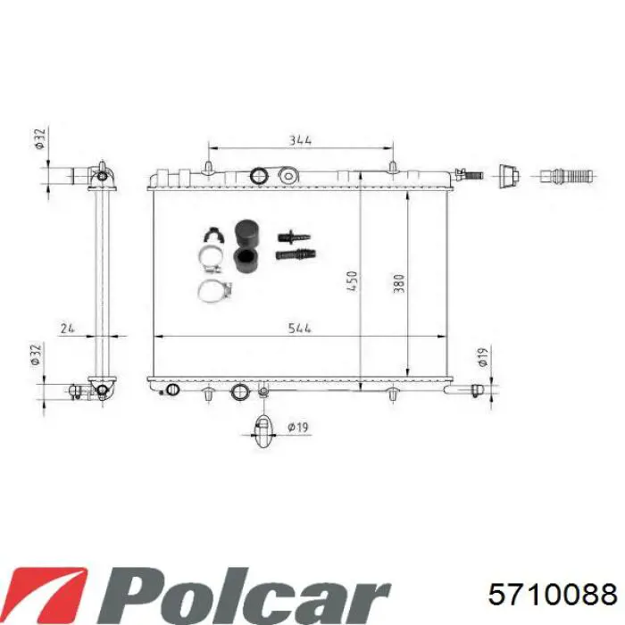 Радиатор охлаждения двигателя Polcar 5710088 цена, от 51.40 USD