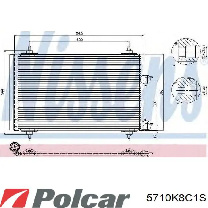 Радиатор кондиционера 5710K8C1S Polcar