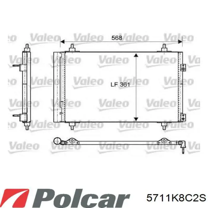 Конденсатор кондиционера Polcar 5711K8C2S цена, от 63.20 USD
