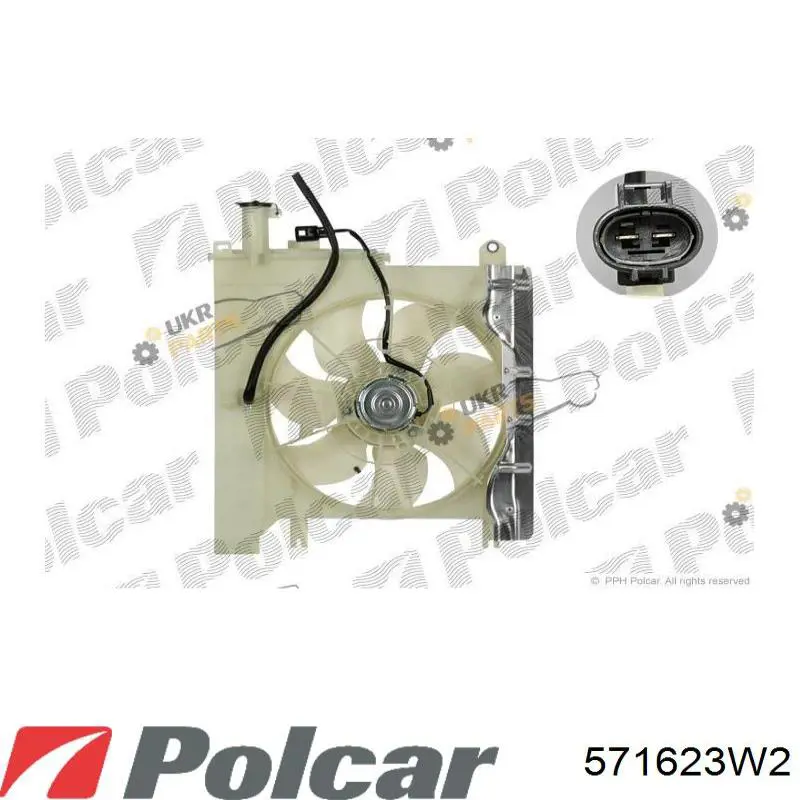 571623W2 Polcar ventilador elétrico de esfriamento montado (motor + roda de aletas)