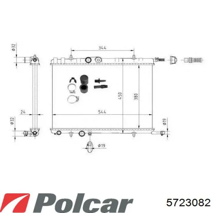 Купить 5723082 Polcar Радиатор водяной