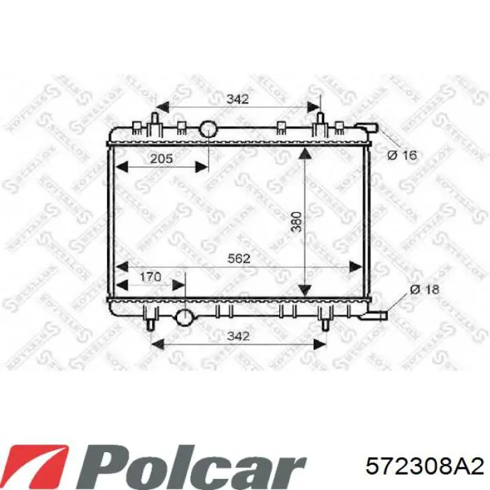 Радиатор охлаждения двигателя Polcar 572308A2 цена, от 33.34 USD
