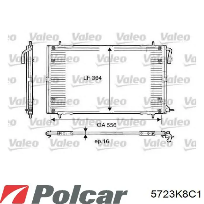 Радиатор кондиционера 5723K8C1 Polcar