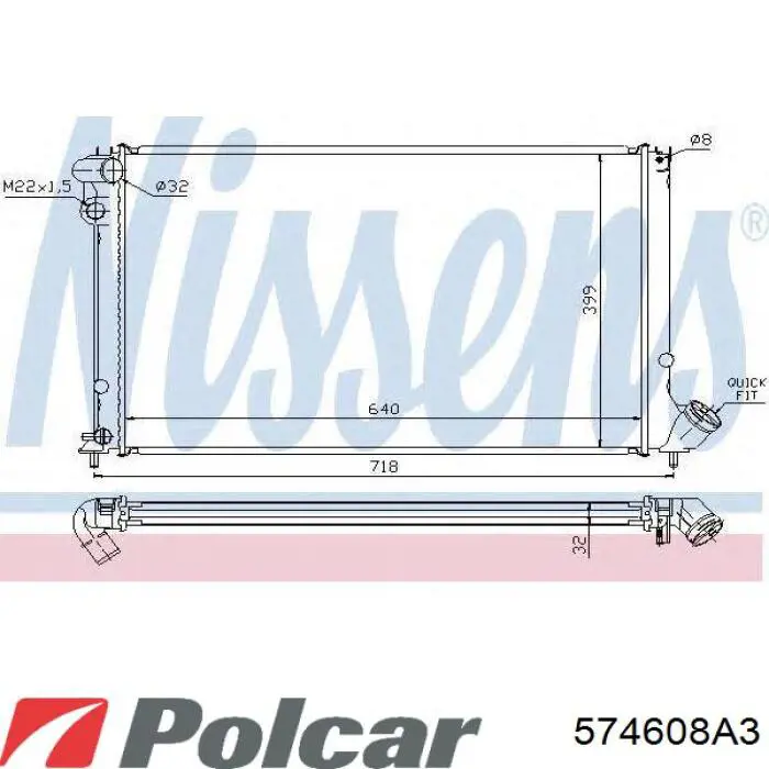 Радиатор охлаждения двигателя Polcar 574608A3 цена, от 43.12 USD