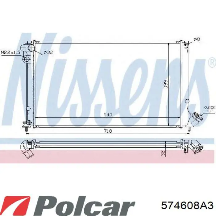 Купить 574608A3 Polcar Радиатор водяной