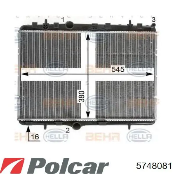 Радиатор охлаждения двигателя Polcar 5748081 цена, от 54.01 USD