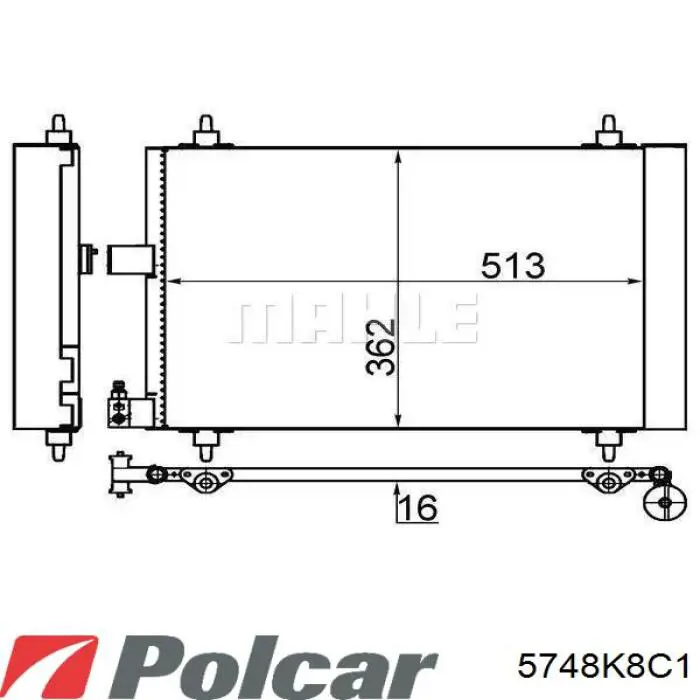 Радиатор кондиционера 5748K8C1 Polcar