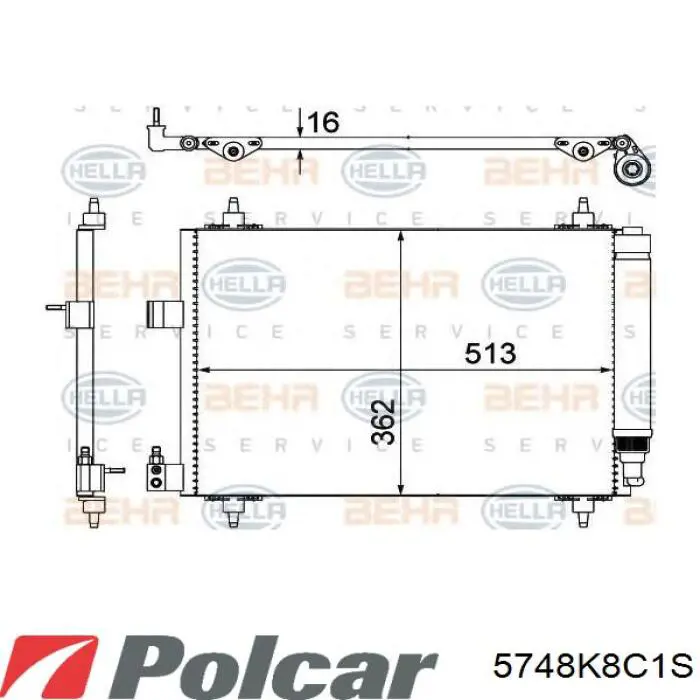 Condensador aire acondicionado 5748K8C1S Polcar