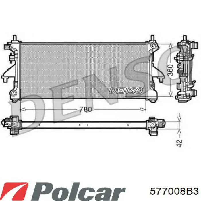 Радиатор охлаждения двигателя Polcar 577008B3 цена, от 84.00 USD