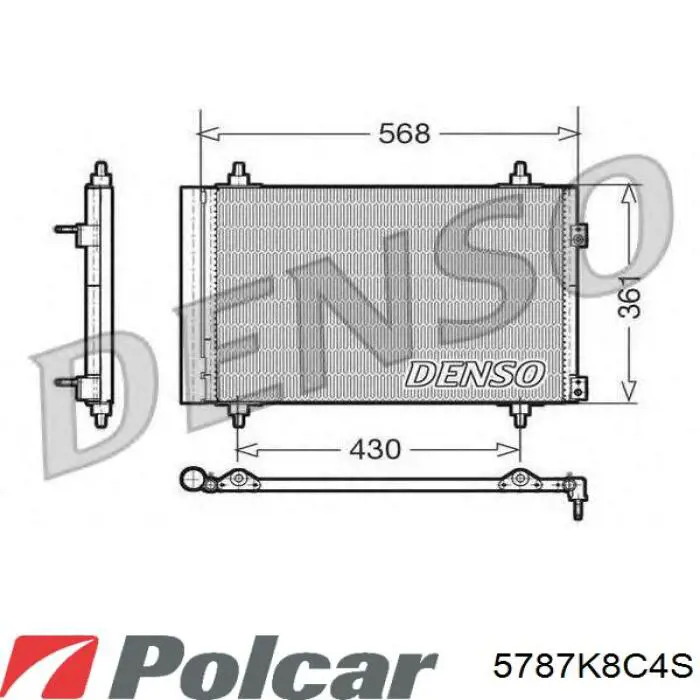 Конденсатор кондиционера Polcar 5787K8C4S цена, от 63.46 USD