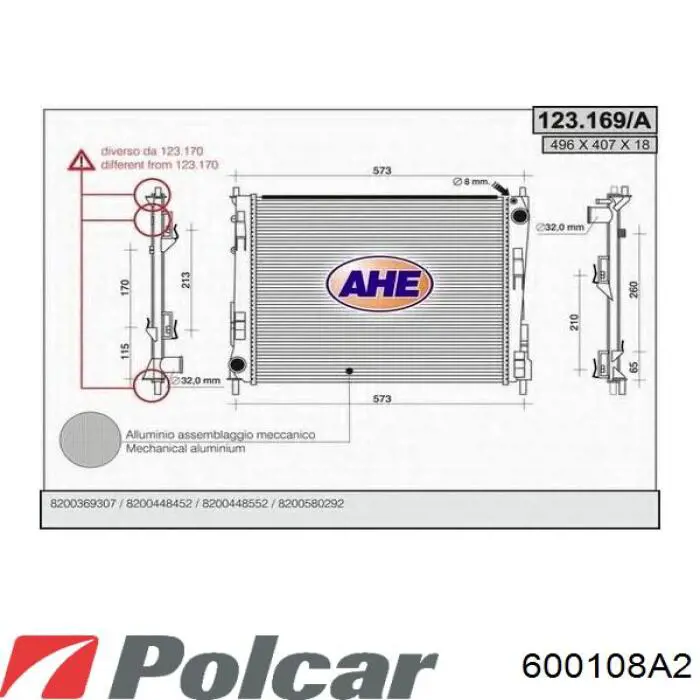 Радиатор охлаждения двигателя Polcar 600108A2 цена, от 57.28 USD
