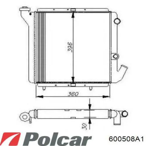 Радиатор охлаждения двигателя Polcar 600508A1 цена, от 56.69 USD