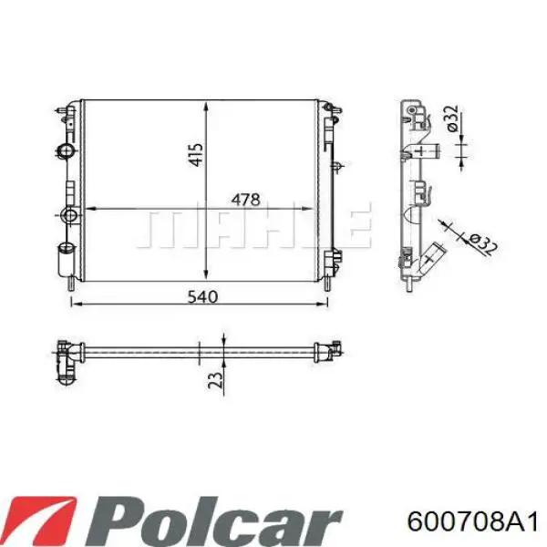 Радиатор 600708A1 Polcar