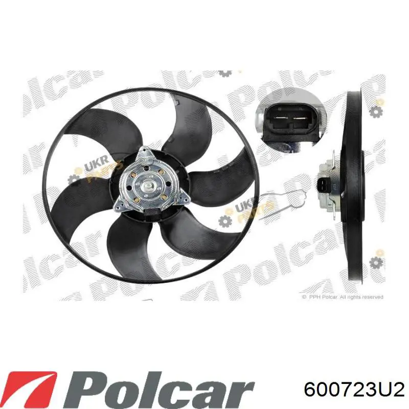 Электровентилятор охлаждения в сборе (мотор+крыльчатка) POLCAR 600723U2