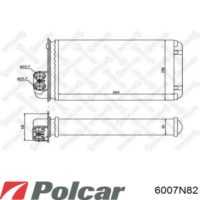 Радиатор печки 6007N82 Polcar