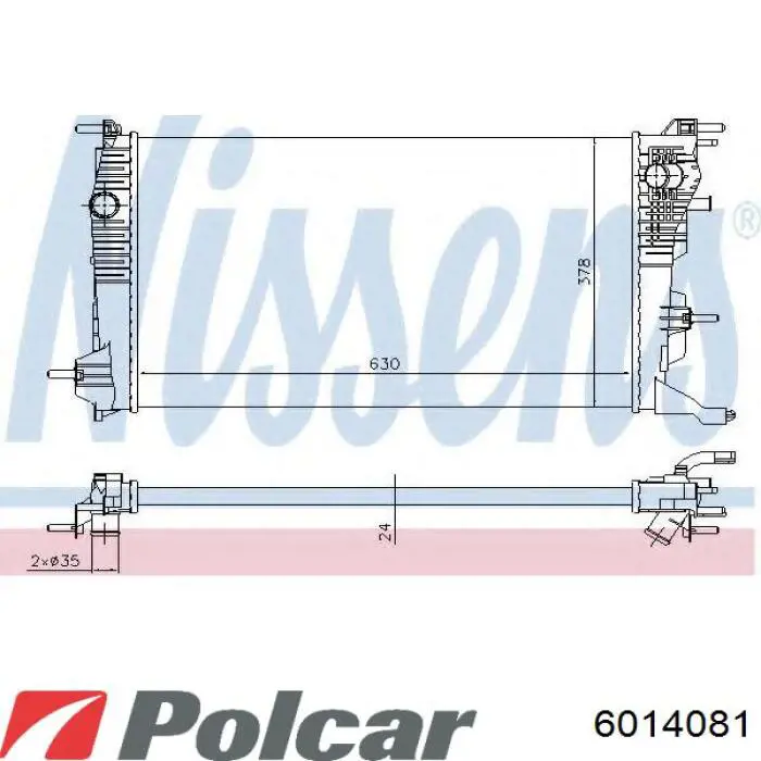 Radiador refrigeración del motor 6014081 Polcar