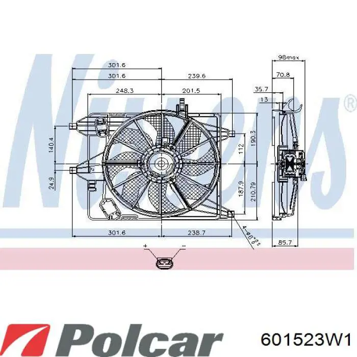 Ventilador (rodete +motor) refrigeración del motor con electromotor completo 601523W1 Polcar