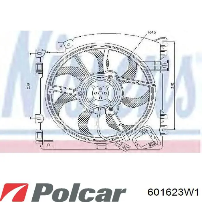 Электровентилятор охлаждения 601623W1 Polcar