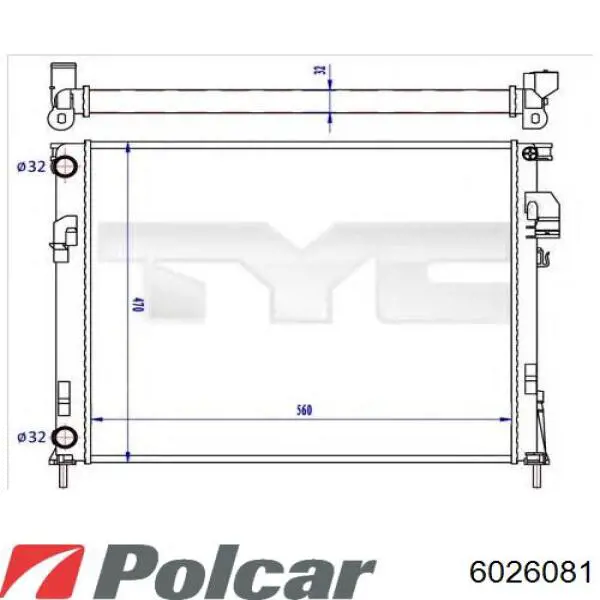 Радиатор охлаждения двигателя Polcar 6026081 цена, от 56.01 USD