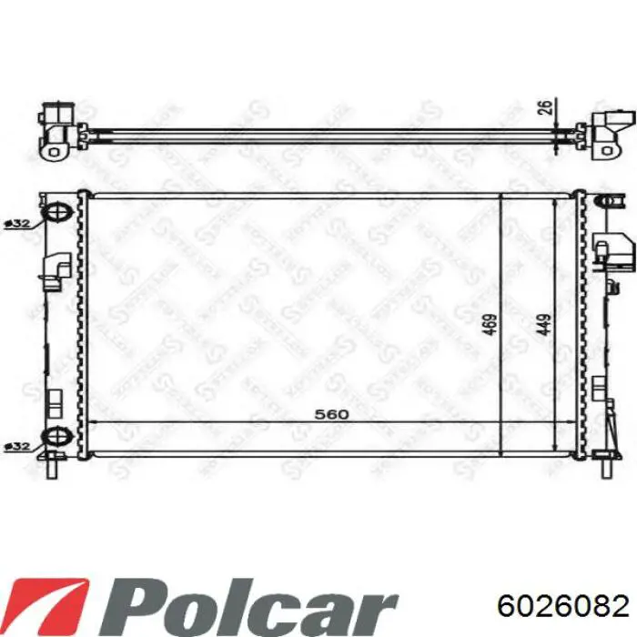Радиатор охлаждения двигателя Polcar 6026082 цена, от 67.12 USD