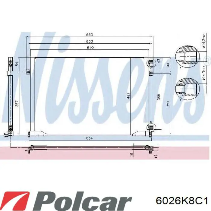 Радиатор кондиционера 6026K8C1S Polcar