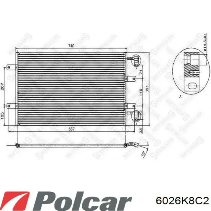 Радиатор кондиционера 6026K8C2 Polcar