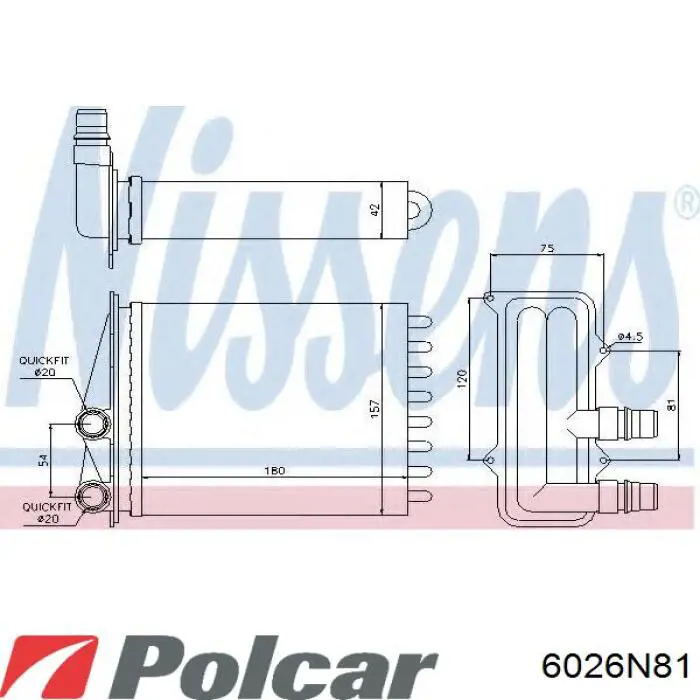 Купить 6026N81 Polcar Радиатор печки