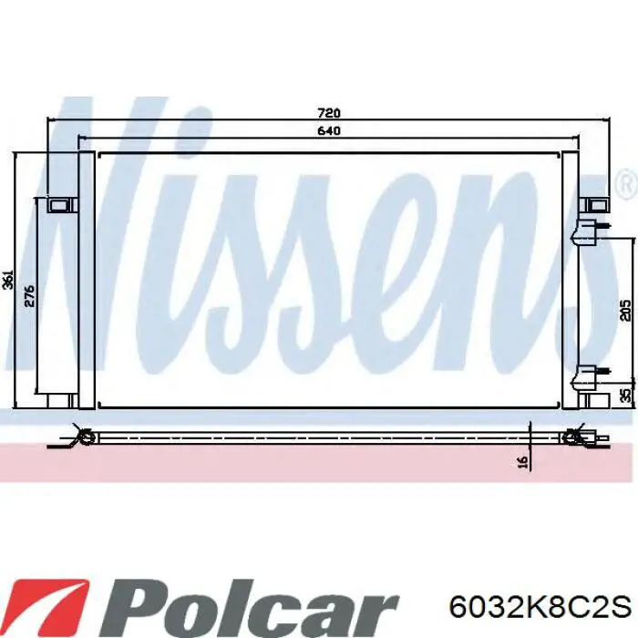 Радиатор кондиционера 6032K8C2S Polcar