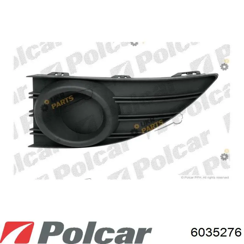 603527-6 Polcar заглушка (решетка противотуманных фар бампера переднего правая)
