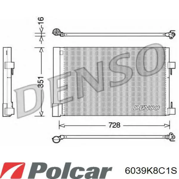 Радиатор кондиционера 6039K8C1S Polcar